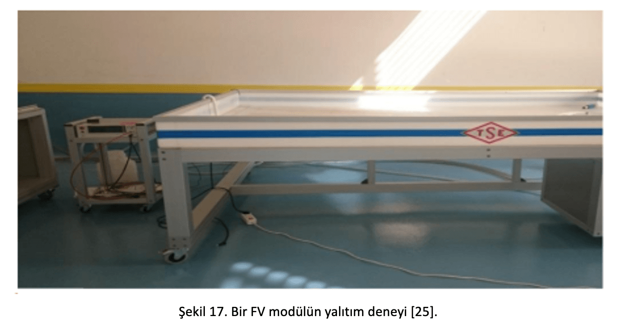 Şekil 17, TSE onaylı bir yalıtım deneyi test masasını göstermektedir